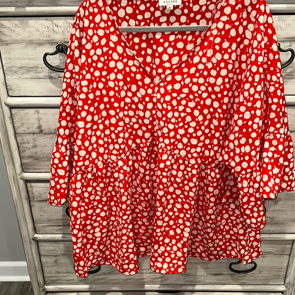 Red Polka Dot Women Top by